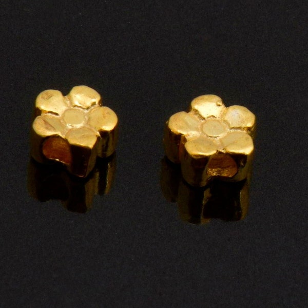 24K Gold Vermeil Small Daisy Spacer Beads, Handmade Silver Spacer Beads in 24K Gold, 925 Silver Spacer Beads, Jewelry Supplies, VM96