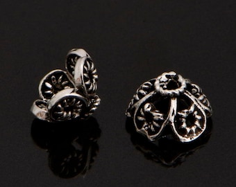 Vintage 925 Sterling Silber Filigran Blatt Lang Stiel Rose Blume