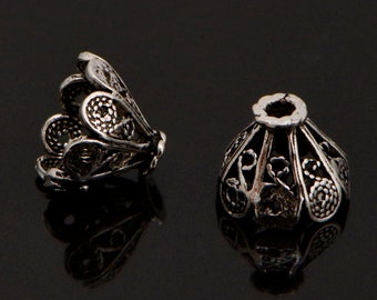 Sterling Silver Filigree Bead Caps, Handmade Silver Bead Caps in 24K Gold, 925 Solid Silver Bead Caps, Spacer Bead Caps, Jewelry Supply, M81