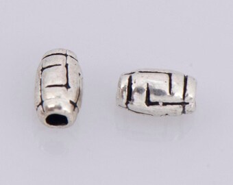 925 Sterling Silver Tube Beads, Antique Silver Barrel Shape Tube Beads, Oxidized Silver Tribal Tube Beads, Jewelry Making, M27