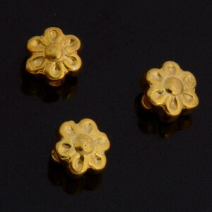 24K Gold Vermeil Flower Beads, Handmade 925 Silver Floral Beads in Gold, Gold Spacer Beads, Jewelry Supply, VM142