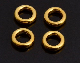 24K Gold Vermeil 8mm CLOSED Jump Rings, High Quality HOLLOW Jump Rings, 925 Sterling Silver Jump Rings, Jewelry Supplies, Findings, VM104A