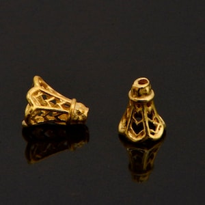 24K Gold Vermeil Filigree Bead Caps, Handmade Silver Bead Caps in 24K Gold, 925 Silver Bead Caps, Spacer Bead Caps, Jewelry Supplies, VM92