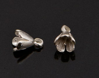 925 Sterling Zilver Peg Bail Handgemaakte Kraal Caps voor Half Geboorde Kralen, Sterling Silver Bead Caps, Sieraden Supply, M75