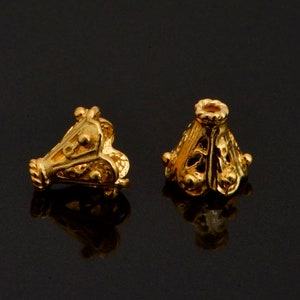 24K Gold Vermeil Filigree Bead Caps, Handmade Silver Bead Caps in 24K Gold, 925 Silver Bead Caps, Spacer Bead Caps, Jewelry Supplies, VM83