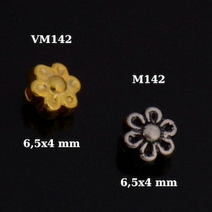 24K Gold Vermeil and 925 Silver Flower Beads, Handmade Silver Beads in Gold, Solid Silver Beads, Gold Floral Beads, Jewelry Supply, M/VM142