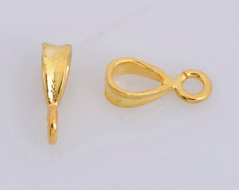 24K Gold Vermeil Bails with Open Loop, Gold Plated Open Loop Bails, 925 Smooth Silver Connector Bails, Bail Charms, Jewelry Findings, VM33