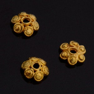24K Gold Vermeil Bead Caps, Handmade Silver Bead Caps in 24K Gold, 925 Silver Bead Caps, Spacer Bead Caps, Jewelry Supplies, VM143