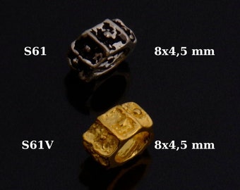 Bagues grand trou en or vermeil 24 carats et argent 925, Bagues perlées, Bagues plaquées or 24 carats, Apprêts de fabrication de bijoux, S61/S61V