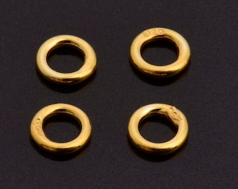 Dia 5mm & Ga.3  24K Gold Vermeil CLOSED Jump Rings, tough, High Quality in 925 Sterling Silver Jump Rings in Gold, Jewelry Findings, VM103B