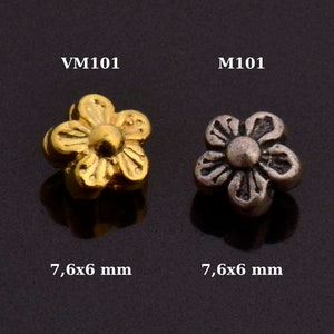 24K Gold Vermeil and 925 Silver Flower Spacer Beads, Handmade Silver Spacer Beads in Gold, Silver Spacer Beads, Jewelry Supplies, M/VM101