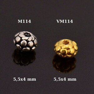 24K Gold Vermeil and 925 Silver Filigree Beads, Handmade Silver Beads in Gold, Solid Silver Beads, Spacer Beads, Jewelry Supply, M/VM114