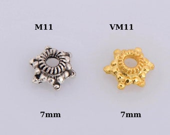 925 Sterling Silver & 24K Gold Vermeil 7mm Bead Caps, Silver Bead Caps in Gold, Gold Plated Bead Caps, Jewelry Spacer Bead Caps, VM11/M11