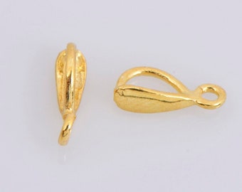 24K Gold Vermeil Bails with Open Loop, Gold Plated Open Loop Bails, 925 Smooth Silver Connector Bails, Bail Charms, Jewelry Findings, VM35