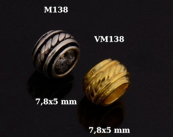 Bagues grand trou en or vermeil 24 carats et argent 925, Bagues perlées, Bagues plaquées or 24 carats, Apprêts de fabrication de bijoux, M/VM138