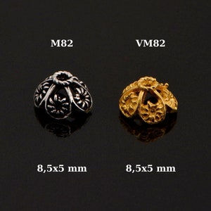 24K Gold Vermeil and 925 Silver Filigree Bead Caps, Handmade Bead Caps, Flower Bead Caps, Spacer Bead Caps, Jewelry Supplies, M/VM82