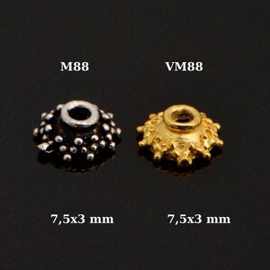 24K Gold Vermeil and 925 Silver Filigree Bead Caps, Handmade Silver Bead Caps, Gold Bead Caps, Spacer Bead Caps, Jewelry Supplies, M/VM88