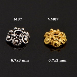 24K Gold Vermeil and 925 Silver Filigree Bead Caps, Handmade Silver Bead Caps, Gold Bead Caps, Spacer Bead Caps, Jewelry Supplies, M/VM87