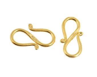 24K Gold Vermeil S Clasps, 925 Solid Silver Hook Claspsin Gold, Gold S Clasps Connectors, Jewelry Supplies, Jewelry Findings, VM65B