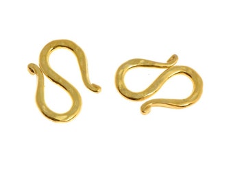 24K Gold Vermeil S Clasps, 925 Sterling Silver Hook Clasps, 24K Gold Plated Connectors, Jewelry Making Supplies, Jewelry Findings, VM63A