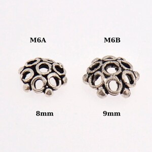 925 Sterling Silver 8-9mm Flower Bead Caps, Solid Silver Bead Caps, Flower Bead Caps, Oxidized Spacer Bead Cap, Jewelry Crafting Supply, M6B