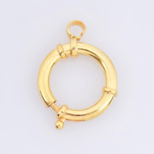 24K Gold Vermeil Spring Ring Clasp, 925 Solid Silver Spring Clasps with Open Loop, Gold Plated Trigger Spring Clasp, Jewelry Findings, VM53D
