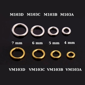 24K Gold Vermeil & 925 Silver High Quality CLOSED Jump Rings, CLOSED Jump Rings, Sterling Silver Closed Rings Jewelry Supplies, M/VM103A-D