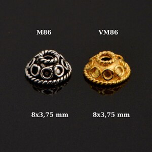 24K Gold Vermeil and 925 Silver Filigree Bead Caps, Handmade Silver Bead Caps, Gold Bead Caps, Spacer Bead Caps, Jewelry Supplies, M/VM86