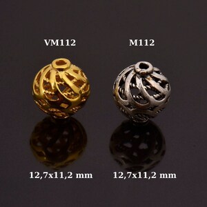 24K Gold Vermeil and 925 Silver Filigree Beads, Handmade Silver Beads in Gold, Solid Silver Beads, Spacer Beads, Jewelry Supply, M/VM112