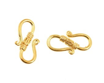 24K Gold Vermeil S Clasps, Antique Silver Hook Clasps, 925 Sterling Silver Connectors in Gold, Jewelry Supplies, Jewelry Findings, VM64B