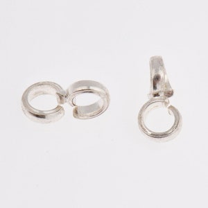 925 Sterling Silver Bails with Open Loop, Solid Silver Open Loop Bails, Smooth Silver Connector Bails, Bail Charms, Jewelry Findings, M30C