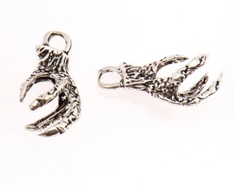 Garras de águila en plata de ley 925, dijes de garra de dragón en plata antigua, colgantes de garra de águila en plata maciza oxidada, accesorios para joyería, M73