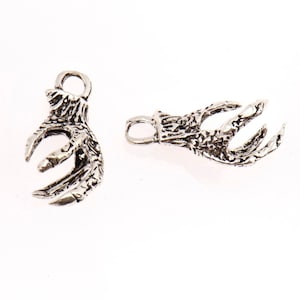 May include: Two silver claw charms with a textured surface. The charms have a loop at the top for attaching to jewelry.