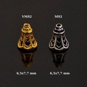 24K Gold Vermeil and 925 Silver Filigree Bead Caps, Handmade Silver Bead Caps, Gold Bead Caps, Spacer Bead Caps, Jewelry Supplies, M/VM92