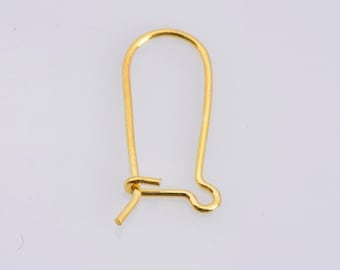 24K Gold Vermeil Kidney Ear Wires, 24K Gold Plated Kidney Earring Hooks, 925 Silver Ear Wires, Earring Making Supply, Jewelry Findings, VM47