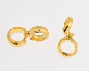 24K Gold Vermeil Bails with Open Loop, Gold Plated Open Loop Bails, 925 Smooth Silver Connector Bails, Bail Charms, Jewelry Findings, VM30C