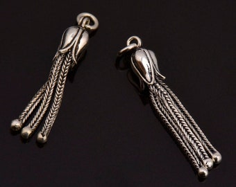 Sterling Silver Small Tassels, Handmade Silver Tassels ( in 24K Gold), 925 Solid Silver Tassels, Pendants Tassels, Jewelry Supply, M107