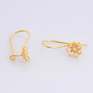 24K Gold Vermeil Blumen Ohrdrähte, 24K Vergoldete Ohrring Haken, 925 Silber Ohrdrähte, Ohrring Lieferung, Schmuckzubehör, VM44