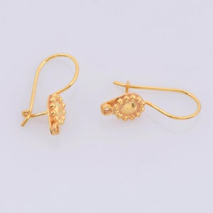 24K Gold Vermeil Ohrdrähte, 24K Vergoldete Ohrring Haken, 925 Silber Blume Ohrdrähte, Ohrring Lieferung, Schmuck machen Zubehör, VM41