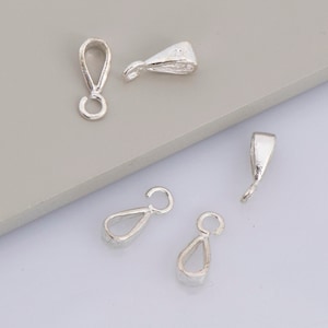 925 Sterling Silver Bails with Open Loop, Solid Silver Open Ring Bails, Smooth Silver Connector Bails, Bail Charms, Jewelry Findings, M31