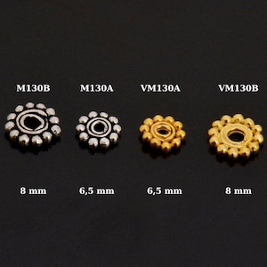 24K Gold Vermeil & 925 Silver Separators, Handmade Silver Beads in Gold, Solid Silver Beads, Spacer Beads, Jewelry Supply, M/VM130 A-B
