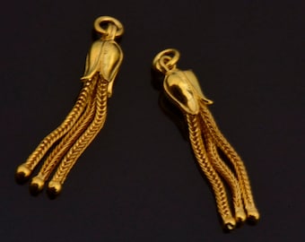 Små tofsar i 24K guld, handgjorda silvertofsar i 24K guld, tofsar i massivt 925 silver, hängen, tofsar, smyckestillbehör, VM107