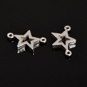 925 Sterling Silver Star Connector Charms, Solid Silver Star Shape Connector Links, Connectors For Jewelry Making, S52