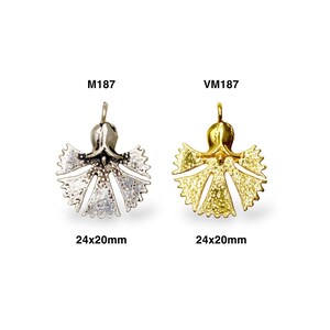 May include: Two angel pendant charms, one silver and one gold, each measuring 24x20mm. The charms are detailed with a textured surface and have a loop at the top for attaching to a chain or bracelet.