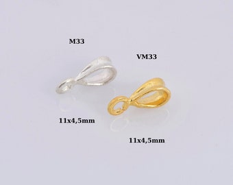 24K Gold Vermeil & 925 Silver Bails with Open Loop, Plated Open Loop Bails, Smooth Connector Bails, Bail Charms, Jewelry Findings, M/VM33