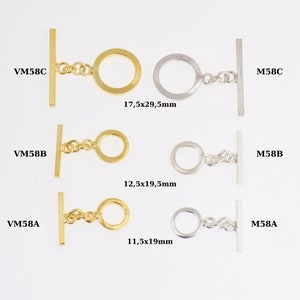 24K Gold Vermeil & 925 Silver Toggle Clasps, Silver Toggle Clasp, Plated Plain Toggle Clasp Set, Jewelry Supply, Jewelry Findings, M/VM58