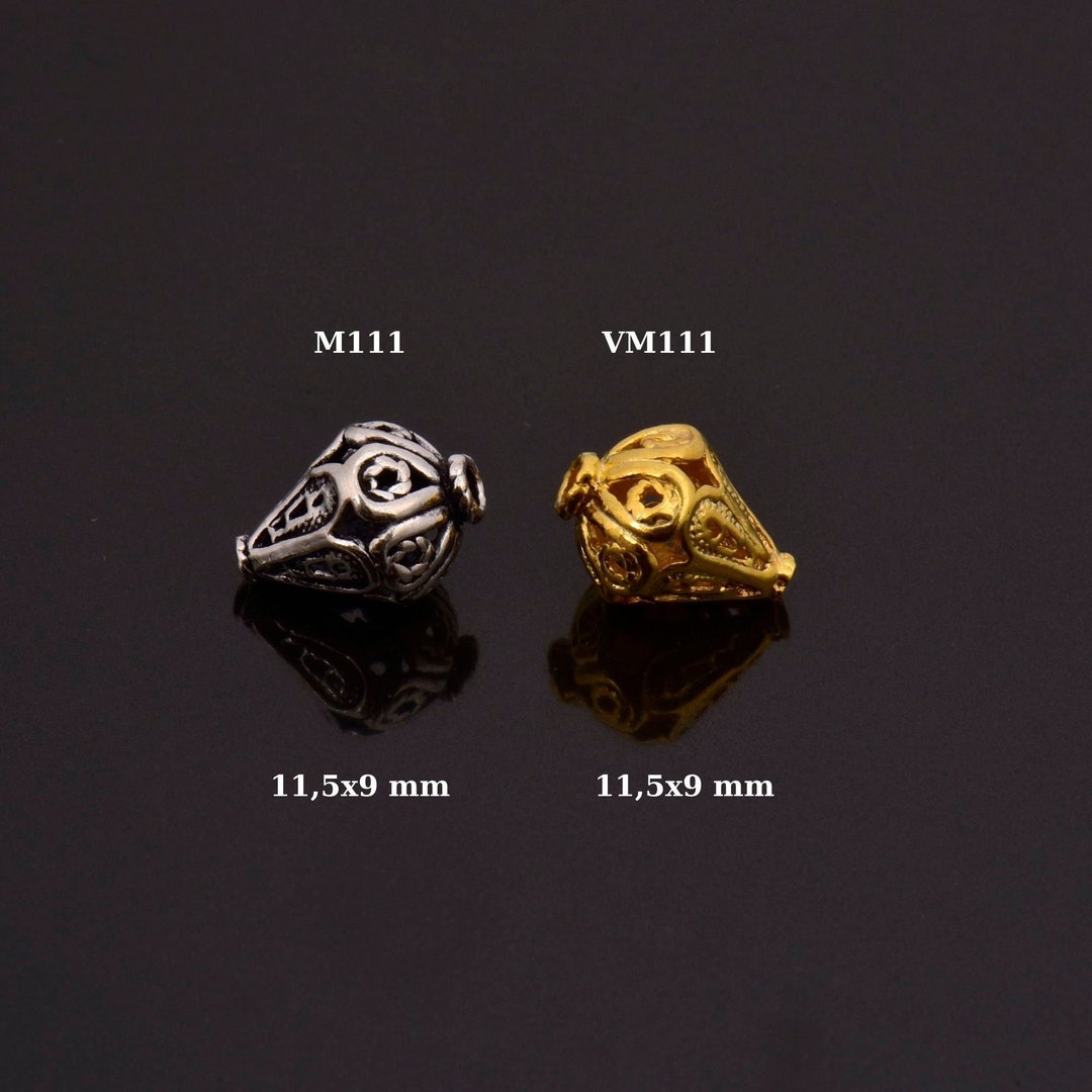 24K Gold Vermeil Filigree Beads, Handmade Silver Beads in 24K Gold, 925