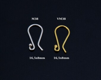 24-karaats goud vermeil en 925 zilveren oorhaakjes, vergulde oorbelhaakjes, bolletjes oorhaakjes, levering oorbellen, bevindingen sieraden maken, M38/VM38