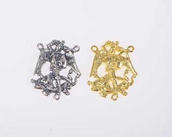 925 Sterling Silver & 24K Gold Vermeil Rosary Center, St Michael open Work Rosary Center, Jewelry Supply, R104-RV104