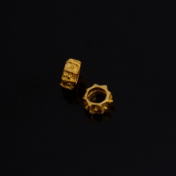 24K Gold Vermeil Large Hole Bead Rings, 925 Silver Hole Beads Rings, 24K Gold Plated Bead Rings, Jewelry Making Findings, S61V